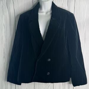 Vintage Breckenridge 1990s Black Velvet Double Breasted Blazer Size Large